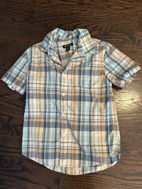 Nordstrom Plaid Button-Down Shirt in Blue, White, and Tan